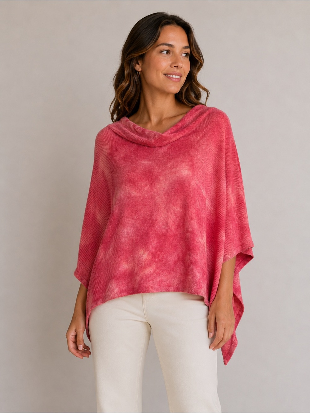 Claudia Nichole Pink Silk Cashmere Poncho OS NWT Lightweight Knit Wrap